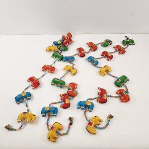 Fabric Elephant Garland Lot of 3 Bells Colorful Bright Chimes Indian Decoration
